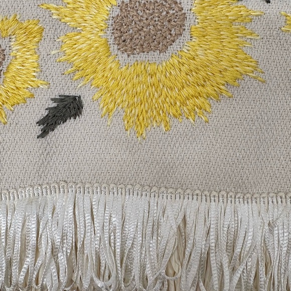 Boston Proper Yellow Floral Embroidered Mini Skirt with Fringe - Picture 4 of 5